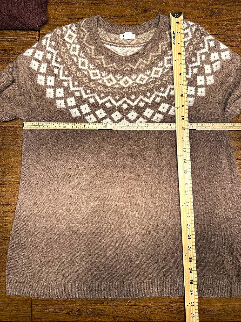 L.L.Bean 100% Cashmere Fair Isle Sweater Women’s XL Brown Ivory Nordic Après Ski - Picture 6 of 9